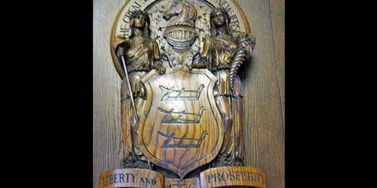New Jersey State Seal Carved from Wood
