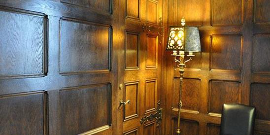 Wood Paneling and Lamp Inside Original Conference Room
